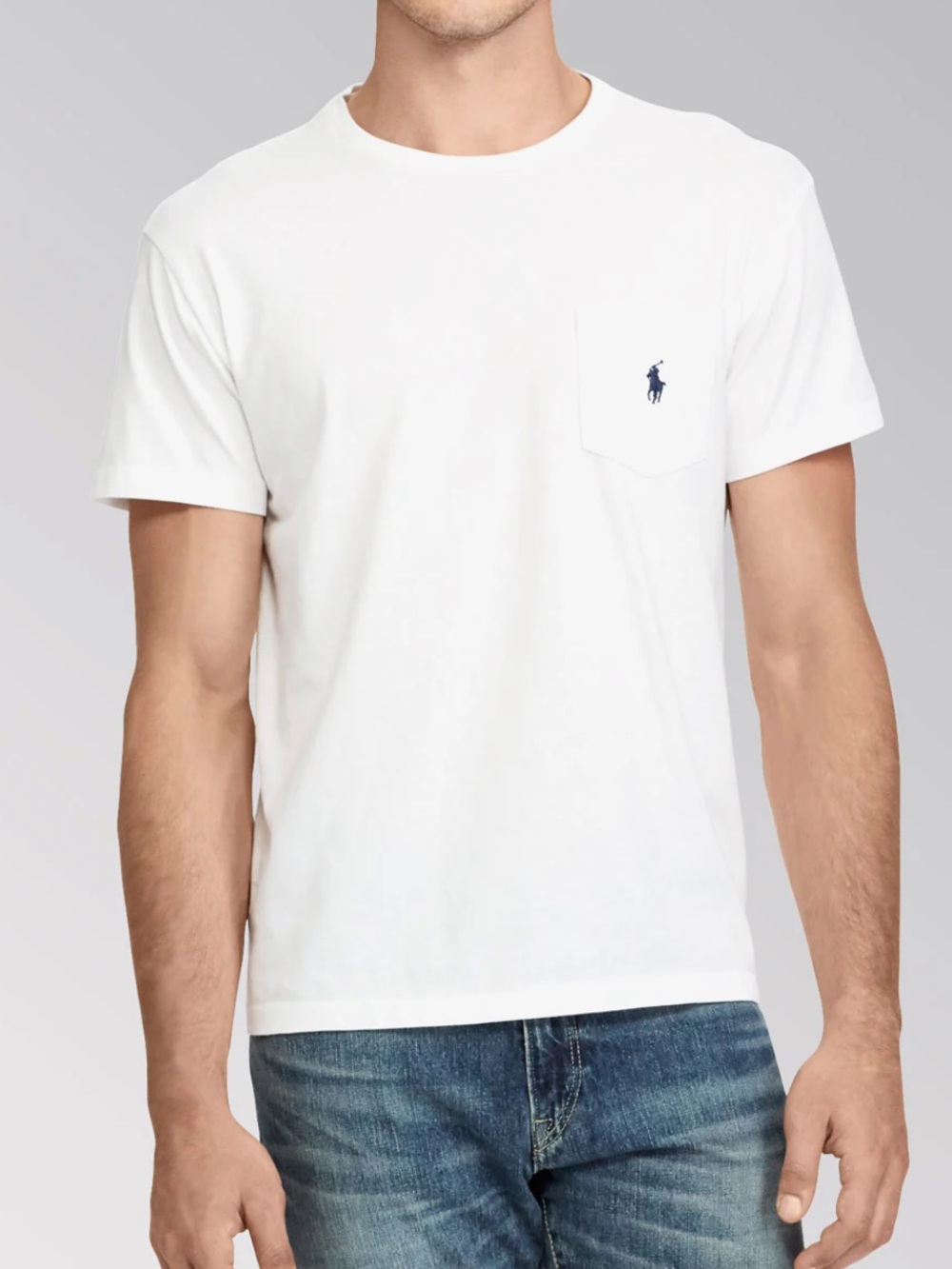 Polo Ralph Lauren Short-Sleeve Solid Pocket Crew Neck White Tee Shirt. Men's XXL
